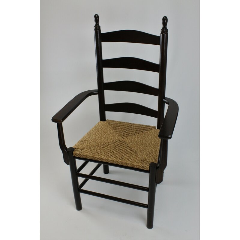 August Grove Sylvester Solid Wood Ladder Back Arm Chair & Reviews | Wayfair